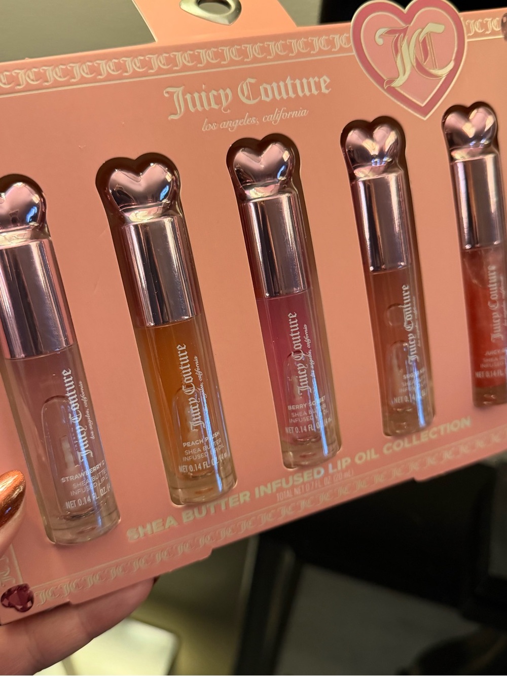 Juicy Couture Shea Butter Lip Oil Set - Pink, Peach, Mauve, Coral, Clear